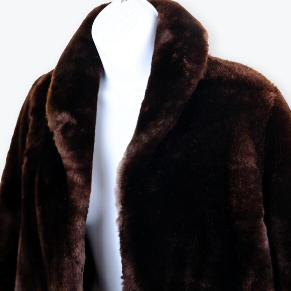 Vintage Scarbrough 50s Chocolate Brown Faux Fur XL - Picture 2 of 9